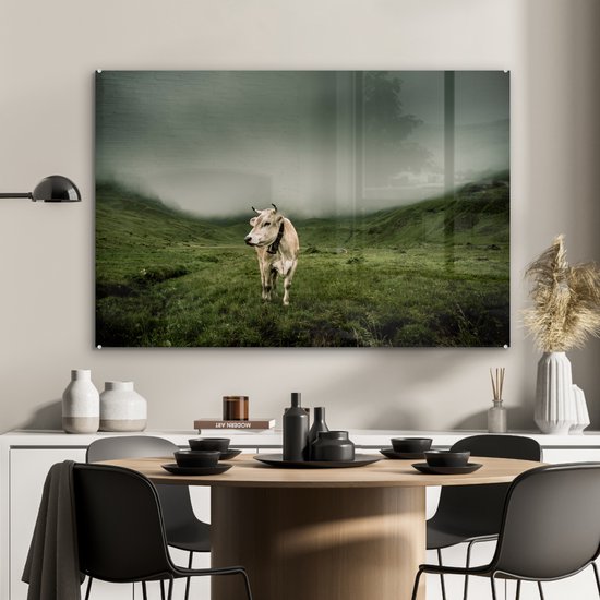 Vache en zone de montagne Glas 120x80 cm - Tirage photo sur Glas (Décoration murale plexiglas)