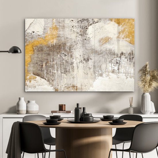 MuchoWow® Peinture sur Verre - Peinture - Or - Jaune - 90x60 cm - Peintures sur Verre Acrylique - Photo sur Glas