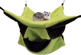 Bed, hangmat voor ratten, 3 niveaus, wollig hol voor kleine dieren, hangbed voor knaagdierenkooi, accessoire met ophanghaken, voor ratten, knaagdieren, chinchilla‘s hamsters, fretten, muizen, groen