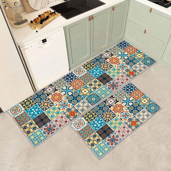 Foto: Kitchen rugs pack of 2 vintage non slip washable durable kitchen runner hallway runner anti fatigue kitchen rug runner for kitchen carpet for bathroom living room hallway e 43 x 75 43 x