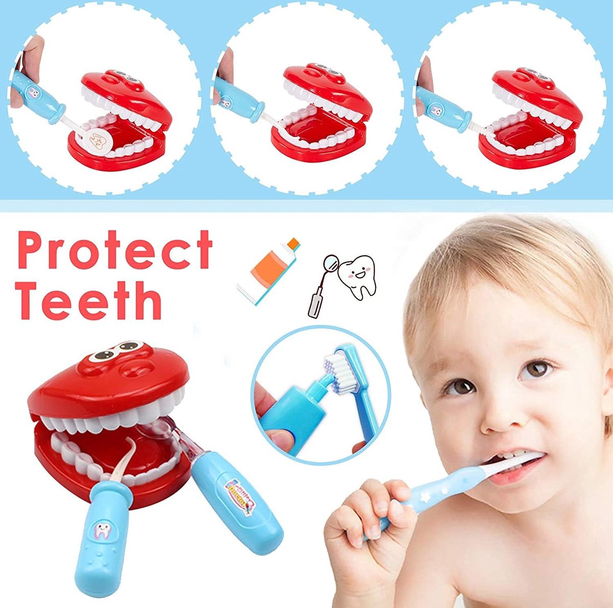 Buyger 35 Pièces Docteur Jouets avec Lumière et Son Kit Médical Dentiste  Spellen de