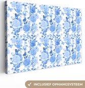 Tableau sur toile Fleurs - Roses - Blauw - 120x80 cm - Décoration murale