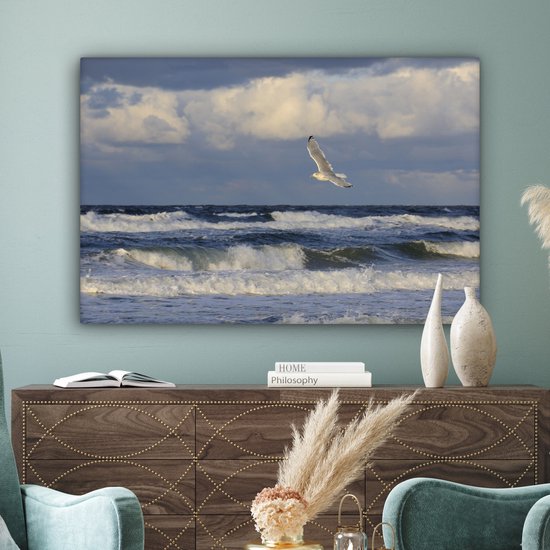 Seagull over the Baltic Sea canvas 120x80 cm - Tirage photo sur toile (Décoration murale salon / chambre) / Mer et plage