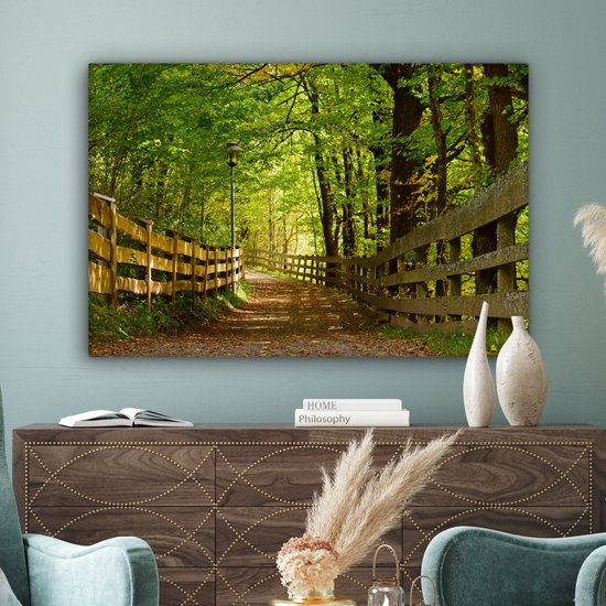 Canvas Schilderij Laantje in de zomer - 120x80 cm - Wanddecoratie