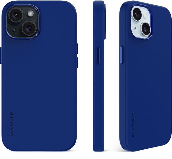 DECODED Siliconen Back Cover - iPhone 15 - Anti-Bacterieel Hoesje - Geschikt voor MagSafe - Galatic Blue Blauw