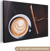 Canvas Schilderij Koffie - Kaneel - Bruin - 60x40 cm - Wanddecoratie