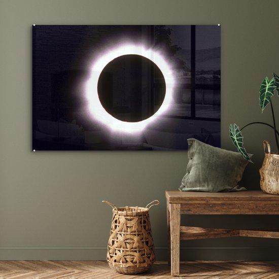 MuchoWow® Peinture sur verre 90x60 cm - Peinture acrylique sur verre - Éclipse solaire totale - Photo sur verre - Peintures