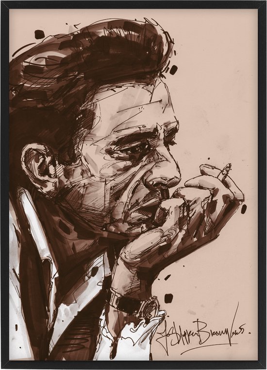 Johnny Cash 05 print 30,6x43 cm (A3) *ingelijst & gesigneerd