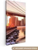 Canvas Schilderij New York - Brooklyn - Bridge - 20x40 cm - Wanddecoratie
