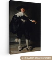 Canvas Schilderij Het huwelijksportret van Marten Soolmans - Rembrandt van Rijn - 20x30 cm - Wanddecoratie