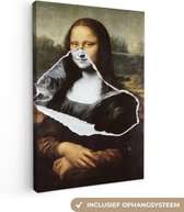 Oude Meesters Canvas - 20x30 - Canvas Schilderij - Mona Lisa - Zwart - Wit - Da Vinci