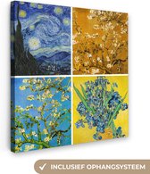 Oude Meesters Canvas - 90x90 - Canvas Schilderij - Van Gogh - Sterrennacht - Collage
