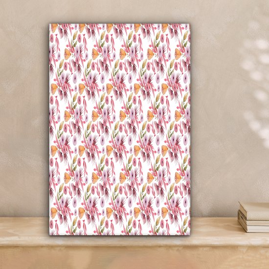 Peintures sur Toile Fleurs - Rose - Couleurs - Aquarelle - 20x30 cm - Décoration murale