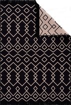 apijtloper - Kleed voor woonkamer, slaapkamer, keuken, kinderkamer, badkamer - Boho Kelim kleden - loper gang kleed zwart-beige, maat: 160 x 230 cm