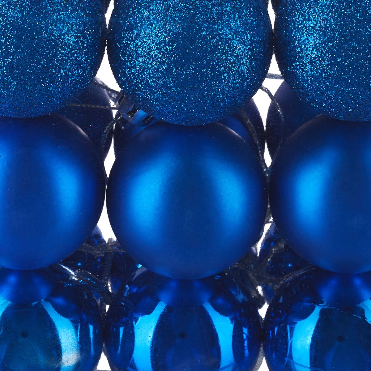 kerstballen - set van 150 - mat - glanzend - glitters - plastic - ∅ 3, 4, 6 cm - blauw – foto 5