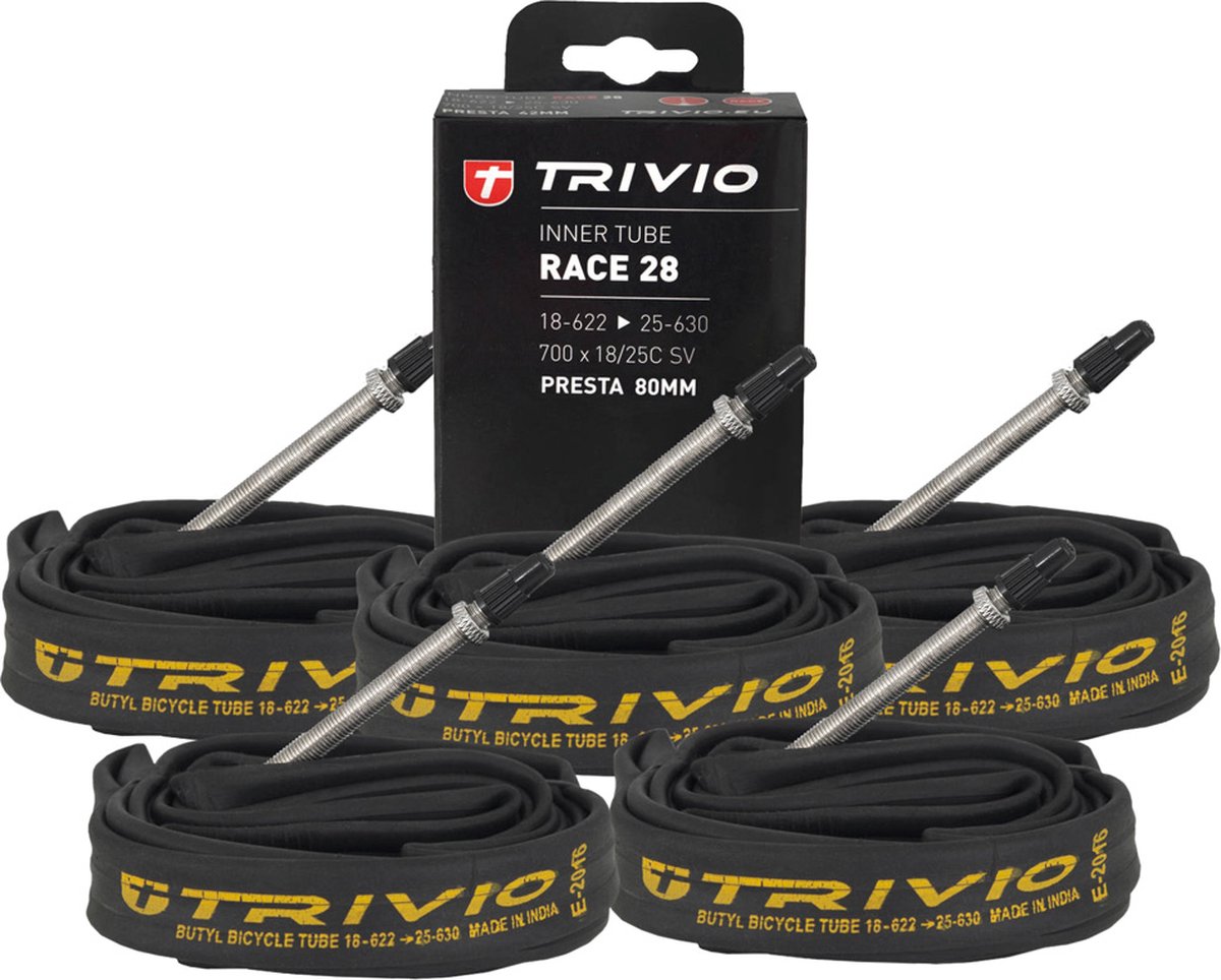 Trivio - Binnenband Racefiets 700X18/25C SV 80MM Presta 5 stuks voordeelpakket