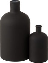 J-Line vaas Fles - glas - mat zwart - large - 22.00 cm hoog