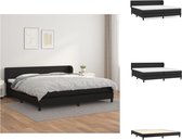 vidaXL Boxspringbed - zwart kunstleer - 203 x 203 x 78/88 cm - incl - matras en topmatras - Bed