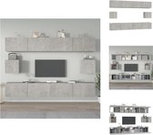 vidaXL TV-meubelset Betongrijs 4x 100x30x30 - 2x 30.5x30x30cm - Wandgemonteerd - Bewerkt hout - Stevig materiaal - Kast