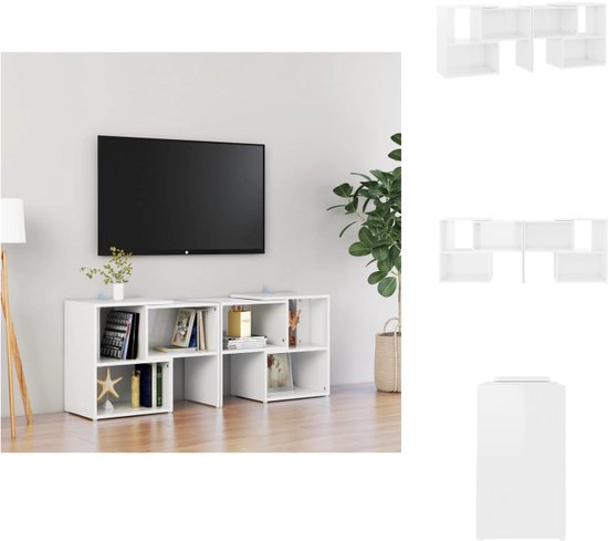vidaXL TV-meubel - Modulair ontwerp - Hoogglans wit - Spaanplaat - 104 x 30 x 52 cm - Kast