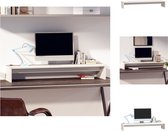 vidaXL Monitorstandaard - Grenenhouten Bureaukast - Wit - 100 x 27 x 15 cm - Kast