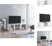 vidaXL Meuble TV Classique - 120 x 34 x 37 cm - Blanc brillant - Bois d'ingénierie - Meuble