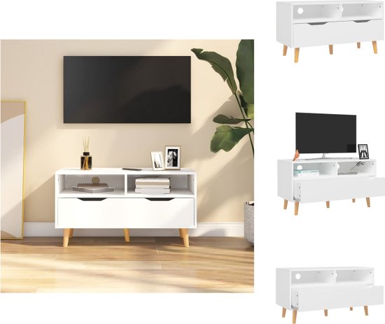vidaXL TV-meubel - Stereokast - Wit - 90 x 40 x 48.5 cm - Montage vereist - Kast