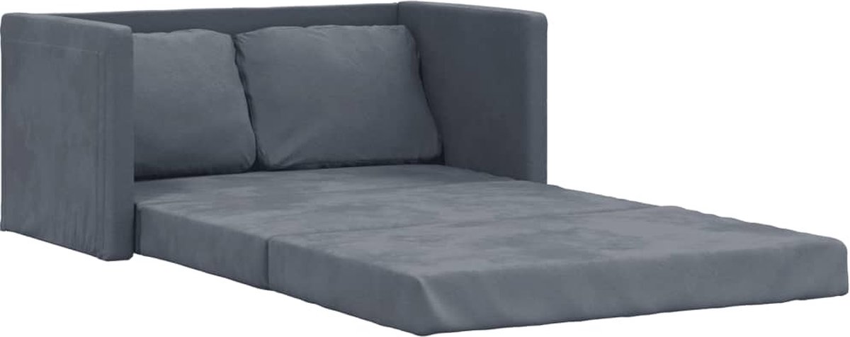 vidaXL Slaapbank - vloermodel - 2-in-1 - 122x204x55 - cm - fluweel - donkergrijs