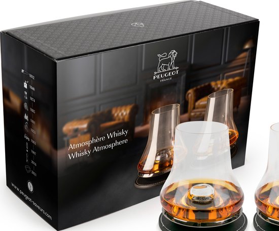 Peugeot Atmosphere Geschenkset Whisky - 2 Whiskyglazen En Koelbasis