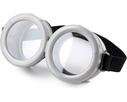 KIMU® Goggles Grijs - Grijze Bril met Heldere Glazen en Elastieken Band - Kinderen Volwassenen Doorzichtige Transparante Minion Minions Festival