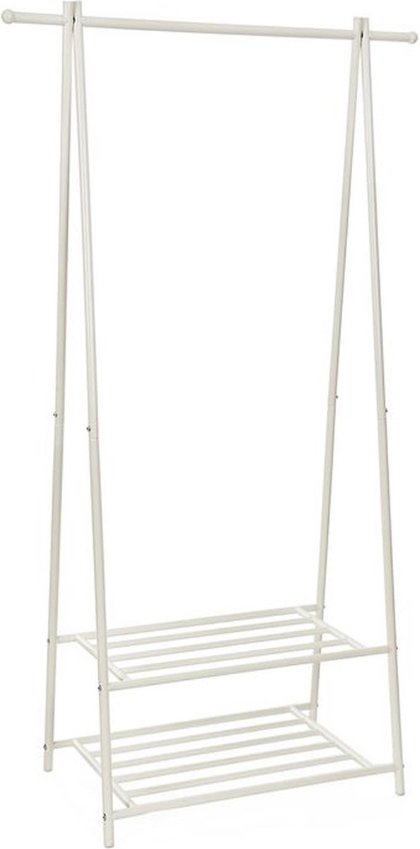 Rootz Kledingrek - Schoenenrek - Stabiel ontwerp - Purpose Perfectly - Elegante indruk - Elegant ontwerp - IJzeren pijp - Crèmewit - 87,5 x 155 x 41 cm