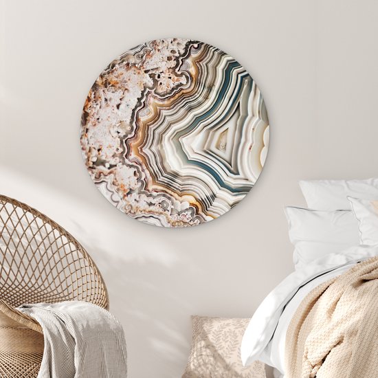 WallCircle - Wandcirkel - Marmer - Abstract - Natuur - Marmerlook - Muurcirkel binnen - Wanddecoratie rond - Rond schilderij - Kamer decoratie - Woonkamer - Muurdecoratie cirkel - 90x90 cm - Wandcirkels - Ronde schilderijen - Slaapkamer