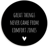 WallCircle - Wall Circle - Wall Circle Indoor - Citation anglaise De grandes choses ne sont jamais venues des zones de confort sur fond noir - 90x90 cm - Décoration murale - Peintures ronds