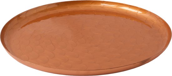 WinQ!-Koperkleurige Schaal (d:40cm) met Kiezelsteen motief - decoratieschaal -kaarsenplateau