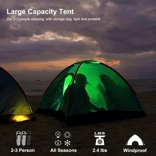 Werptent voor 2-3 personen, waterdicht, pop-up tent, automatisch, winddicht, campingtent, ultralicht, voor strand, outdoor, survival, festivals, reizen, wandelen, vissen van Glymnis — afbeelding 2