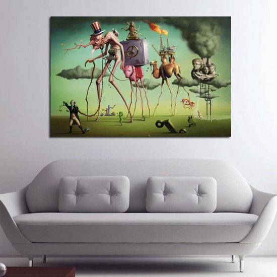 Allernieuwste.nl® Canvas Schilderij * Salvador Dali Surrealistisch * - Kunst aan je Muur - Kleur - 70 x 100 cm