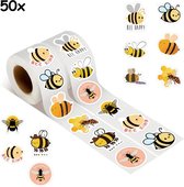 Sluitsticker - Sluitzegel - Bijen - Bee | Kinderen - Motivatie - Bij | Kinderfeest - Geboortekaart - Envelop | Envelop stickers | Cadeau - Gift - Cadeauzakje - Traktatie | Creativiteit | 50 stuks - 2,5 cm
