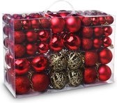 Kerstballen, set van 100 stuks, glinsterend, glanzend, mat, kerstboomversiering tot Ø 6 cm, kunststof kerstdecoratie, hanger