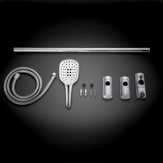 Keuco IXMO - Set van Solo douchekop, houder, stang en slang, chroom/wit
