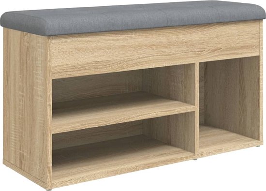vidaXL Banc à chaussures 82 x 32 x 45,5 cm Bois Chêne Sonoma Couleur - Banc à chaussures - Banc de couloir - Banc de rangement