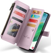 Hoesje geschikt voor Samsung Galaxy S21 FE - ZipCase Book Cover Case Leer Royaal Rose
