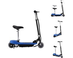 vidaXL Elektrische Step - Elektrische Steppen - Elektrische Steps - Electrische Step - Step elektrisch met zitje 120 W blauw