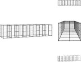 vidaXL Hondenkennel - Gepoedercoat staal - 770 x 220 x 180 cm - Draadgaas - Kennel