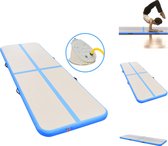 vidaXL Opblaasbare Sportmat - Grijze en blauwe gymnastiekmat - 300 x 100 x 10 cm - Schokabsorberend - Anti-slip - Waterdicht - Yogamat
