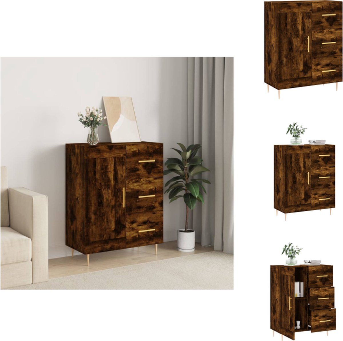 VidaXL Dressoir Klassiek Gerookt Eiken 69.5 x 34 x 90 cm Duurzaam Hout Keukenkast