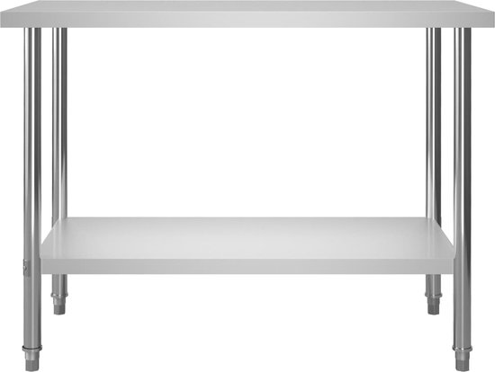 vidaXL Keukenwerktafel met wielen 110x55x85 cm roestvrij staal, werktafel keuken, keuken werktafel, keuken werk tafel, werkbank keuken