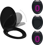 vidaXL wc-bril - Zwart - 45.5 x 37.5 cm - Soft-close - Quick-release - Toiletbril