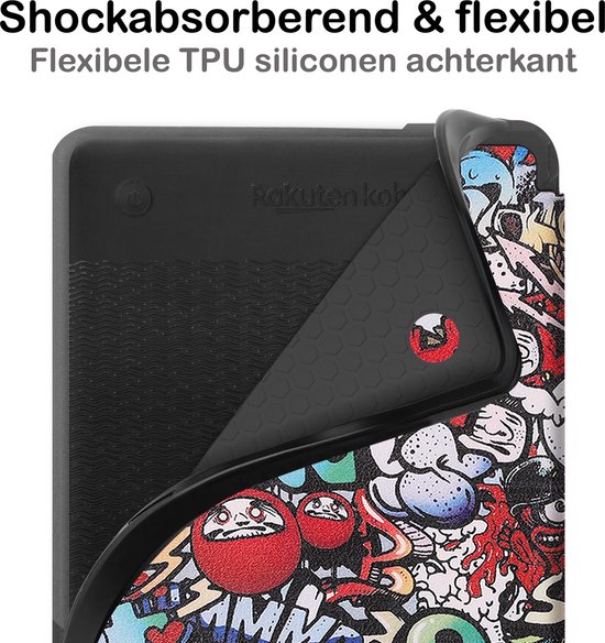 Hoesje Geschikt voor Kobo Clara 2E Hoesje Luxe Bescherm Case Met Screenprotector - Hoes Geschikt voor Kobo Clara 2E Hoes Book Cover - Graffity van Merkloos — afbeelding 5