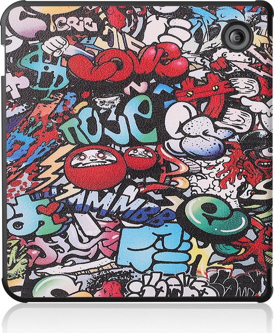 Hoesje Geschikt voor Kobo Libra 2 Hoes Book Case Trifold - Hoes Geschikt voor Kobo Libra 2 Hoesje Book Cover Met Screenprotector - Graffity van Hoesje  — afbeelding 5