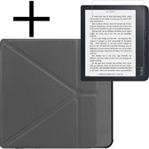 Hoes Geschikt voor Kobo Libra 2 Hoesje Bookcase Cover Book Case Hoes Sleepcover Trifold Met Screenprotector - Grijs